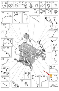 фото thumb №6, Volvo xc60 ii b4 mild hybrid шланг труба wąż wody охлаждение правый нижний