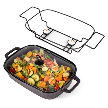 NACZYNIE z PODGRZEWACZEM żaroodporne CERAMICZNE pokrywka KAMILLE 2,5 L