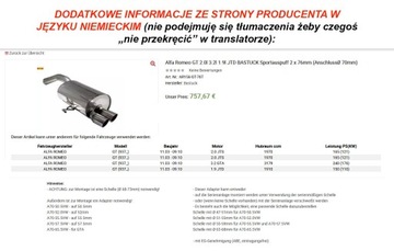 фото thumb №16, Alfa romeo 156 / gt глушник кінцевий спортивний тюнінг bastuck