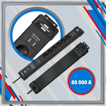 Удлинитель с защитой от перенапряжения 6 г 2x USB