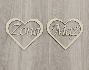 Koło obręcz drewno 2-szt napis Mąż-Żona 40cm IIMD3