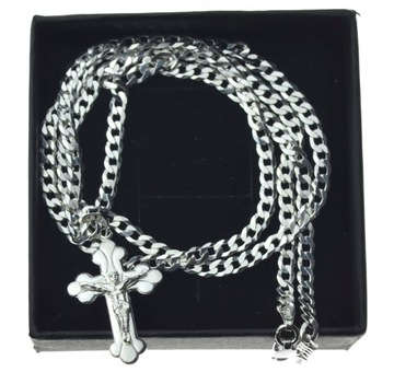 СЕРЕБРЯНАЯ БРОНЯНАЯ ЦЕПЬ 70СМ + ПРАВЫЙ КРЕСТ. 925