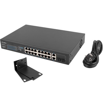 ПЕРЕКЛЮЧАТЕЛЬ LANBERG 16X100MB POE+/2XCOMBO СТОЙКА 19