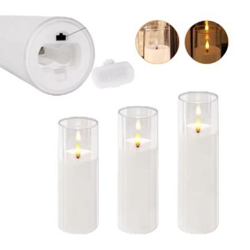 3X ŚWIECZKA LED EFEKT PŁOMIENIA WIECZNA ŚWIECA WKŁAD EKO ZESTAW 212122
