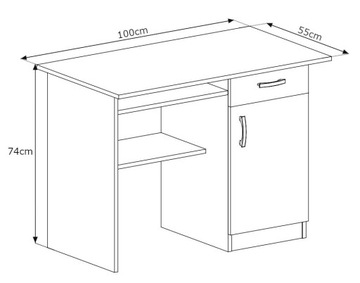 Biurko komputerowe 100 cm z półką dąb sonoma 1-AB