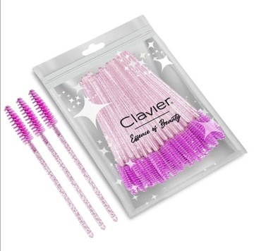 CLAVIER Кисти для ресниц с блестками Розовый 50 штук Glitter Pink