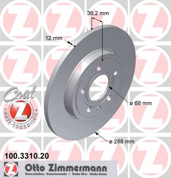 Диски Zimmermann Pads - задние - AUDI A4 B7 288 мм