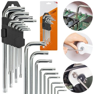 КЛЮЧИ TORX 9 шт., стальной шестигранный ключ T10 – T50 Набор шестигранных ключей Torx
