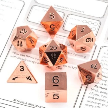 NOWA ZBROJA ZESTAW 7 METALOWYCH KOŚCI RPG