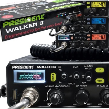 PRESIDENT WALKER II ASC CB RADIO КСВ-метр USB ASC вилка прикуривателя