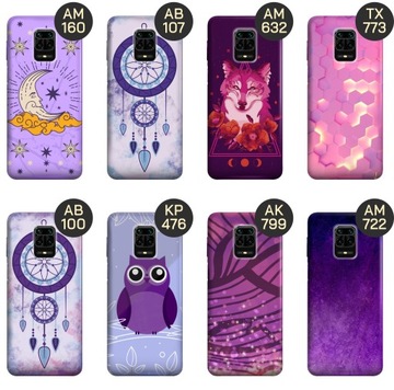 ETUI DO XIAOMI REDMI NOTE 9 PRO WZORY FIOLETOWE FIOLET KSZTAŁTY OBUDOWA