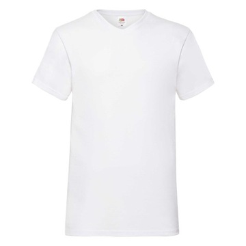 Koszulka Męska V-Neck Biała 100% Bawełna 165g