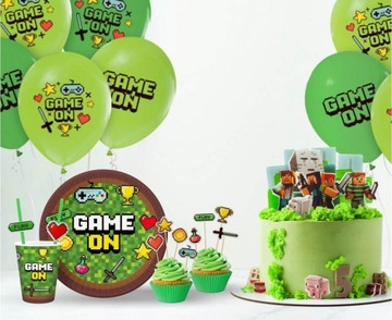 TOPPERY PIKERY MINECRAFT na tort ciasto Pixel Steve 8szt gamingowe urodziny