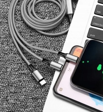 USB-КАБЕЛЬ ДЛЯ ЗАРЯДКИ 3 в 1, ТРИ КОНЦА, 1,2 М