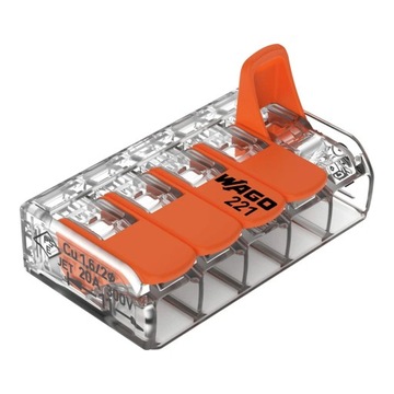 WAGO QUICK CONNECTOR 5 — ПРОВОДНОЙ РАЗЪЕМ 5 x 0,14 — 4 мм² 5 ШТ. 221-415