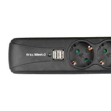 ADAM HALL 8747 S 3 USB 3-gniazdkowa listwa zasilająca i 2 gniazda USB