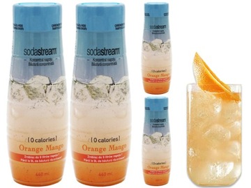 4x КОНЦЕНТРАТ СИРОПА ORANGE MANGO ZERO ДЛЯ НАПИТКА SODASTREAM 9 Л, 440 мл