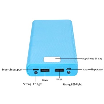 Корпус PowerBank 8 ячеек 18650 2xUSB USB C Micro