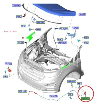 фото thumb №15, Крепление держателя открывания капота ford edge mk2