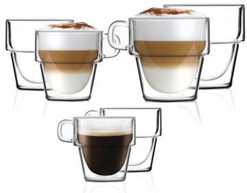 3x2 ZESTAW SZKLANKI TERMICZNE SENSO ESPRESSO LATTE KAWY FILIŻANKI PODWÓJNE