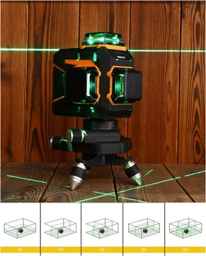 ЛАЗЕРНЫЙ УРОВЕНЬ 360 ПЛОСКОСТЬ 3D CROSS PRO GREEN DEKO DKLL12PB2