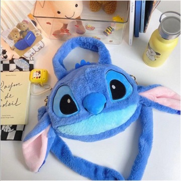 СУМКА НА ПЛЕЧЕ LILO AND STITCH, СИНЯЯ ПЛЮШЕВАЯ, ВМЕСТИМОСТЬ ДЛЯ ДЕВОЧКИ