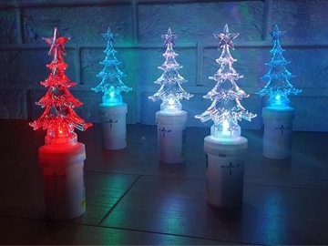 LED РОЖДЕСТВЕНСКАЯ ЕЛКА, с подсветкой, разноцветная, ВСТАВКА ДЛЯ СВЕЧИ + БАТАРЕИ, декоративная, 1 шт.