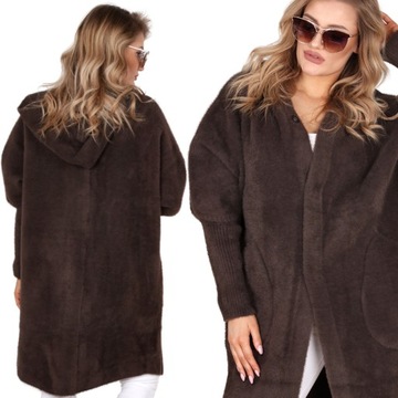 Свитер куртки Parka с капюшоном тепла Alpaka Удобный коричневый 1980