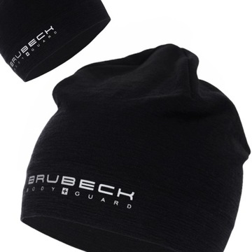 Шапка из мериносовой шерсти BRUBECK HM1018 чёрная L/XL