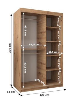 Szafa przesuwna garderoba YORK 2- 120 cm z lustrem