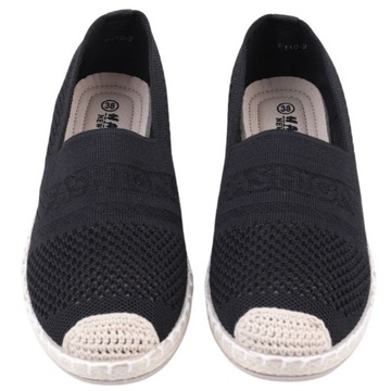 Espadryle damskie ażurowe wsuwane wkł. ekoskóra