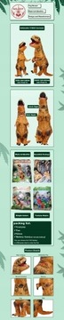 НАДУВНОЙ КОСТЮМ ДИНОЗАВРА T-REX КОСТЮМ ДЛЯ ВЗРОСЛЫХ