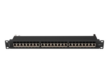Патч-панель Lanberg 19 24xRJ45 1U черный экран кат.7