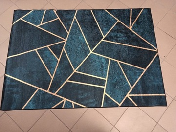 Dywan ANTYPOŚLIZGOWY ANDRE 80X150 cm TURKUS ZŁOTY