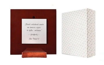 Srebrny prostokątny obraz z aniołem stróżem 9x15,5cm prezent na chrzest