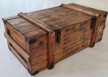Skrzynia wojskowa duża, szlifowana, lakier 105x43x62 LOFT