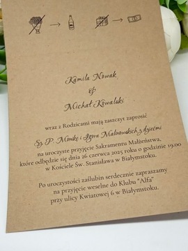 ZS12 *3 E Zaproszenie ślubne z drewnianymi sercami pełna personalizacja Ślu