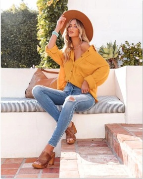 МУСЛИНОВАЯ РУБАШКА ЖЕНСКАЯ - СВОБОДНАЯ OVERSIZE Италия, M