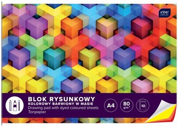 БЛОК ДЛЯ ЧЕРТЕЖЕЙ INTERDRUK А4 10 ЦВЕТОВ ЦВЕТ Премиум