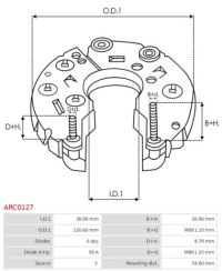 Диодный мост выпрямительный генератора as-pl arc0127 Цена, фото thumb