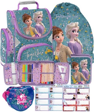 FROZEN TORNISTER SZKOLNY KRAINA LODU KOMPLET 5w1