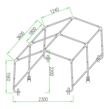 Namiot garażowy PE 230x360x230 szary - NG 8