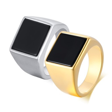 Кольцо-печатка UNISEX GOLD из стали 316L с позолотой EU25 US11