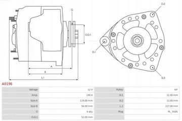 фото thumb №16, Генератор saab 9-3 9-5 2.0 2.3 as-pl a0196