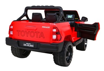 Автомобиль Toyota Hilux на аккумуляторе, красный, привод 4х4+MP3+LED