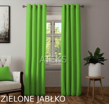 ZASŁONY MATOWE ZASŁONA PRZELOTKI 145x250 zielone jabłko