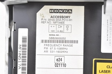 фото thumb №7, Радіо радіопрогравач cd aux mp3 39100-sna-p010-m1 honda civic 8 viii 05-08
