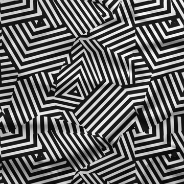 Tkanina wodoodporna Geometria czarno biała zygzaki 0,5m oxford drukowany