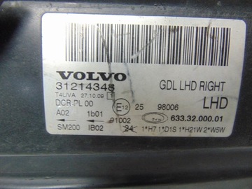 фото thumb №15, Лампа права перед ксенон volvo v70 iii 31214348 європа