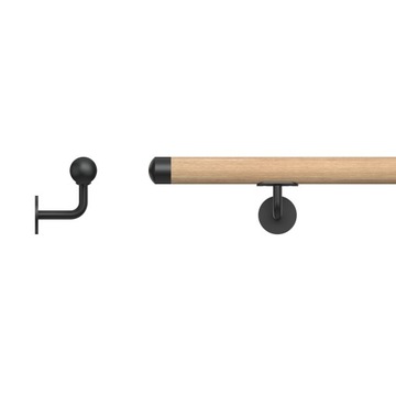 Poręcz ścienna drewniana fi42 550cm dąb naturalny dębowa lakierowana + RAL